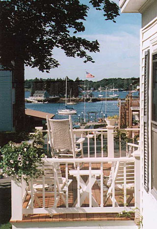 View of Boothbay Harbor from the porch of the Inn